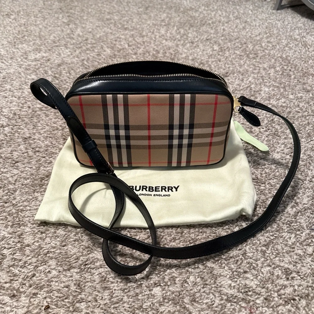 Authentic Burberry Beige and Red Plaid Crossbody Bag - Picture 5 of 8